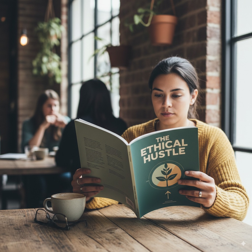 Girl reading the newsletter